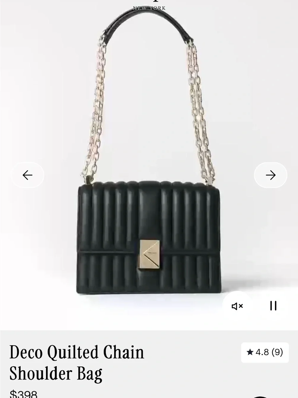 Kate Spade Deco Quilted Chain Shoulder Bag - Black